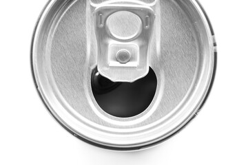 close- up of top view Aluminum used can recycle isolated on white background