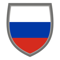 Fototapeta premium Shield with the colors of Russia flag, icon russian shield cut out