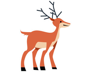 illustration of a standing deer with a modern color transparent background style