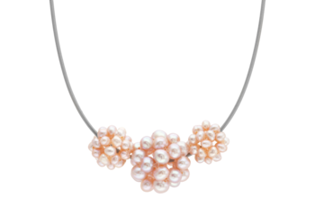 Handmade necklace with small pearl baubles  isolated on transparency photo png file 