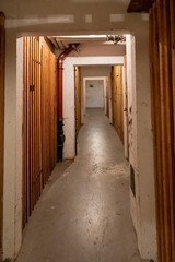 old cellar corridor with wooden doors