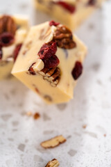 Homemade White Chocolate Cranberry Pecan Fudge
