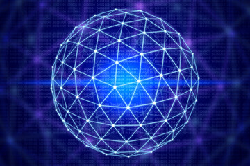 A global network in the form of a ball symbolizing modern technologies in the IT industry.