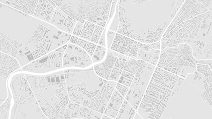 White and light grey Podgorica city area vector background map, roads and water illustration. Widescreen proportion, digital flat design.