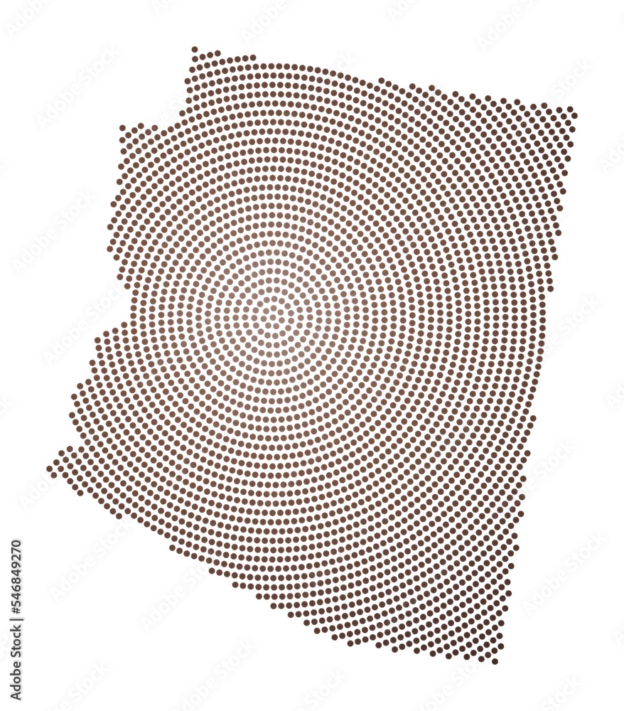Poster arizona dotted map. digital style shape of arizona. tech icon of the us state with gradiented dots. 