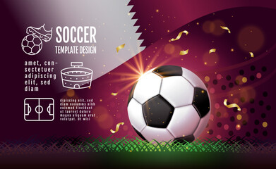 Soccer Layout template design, football, Purple magenta tone