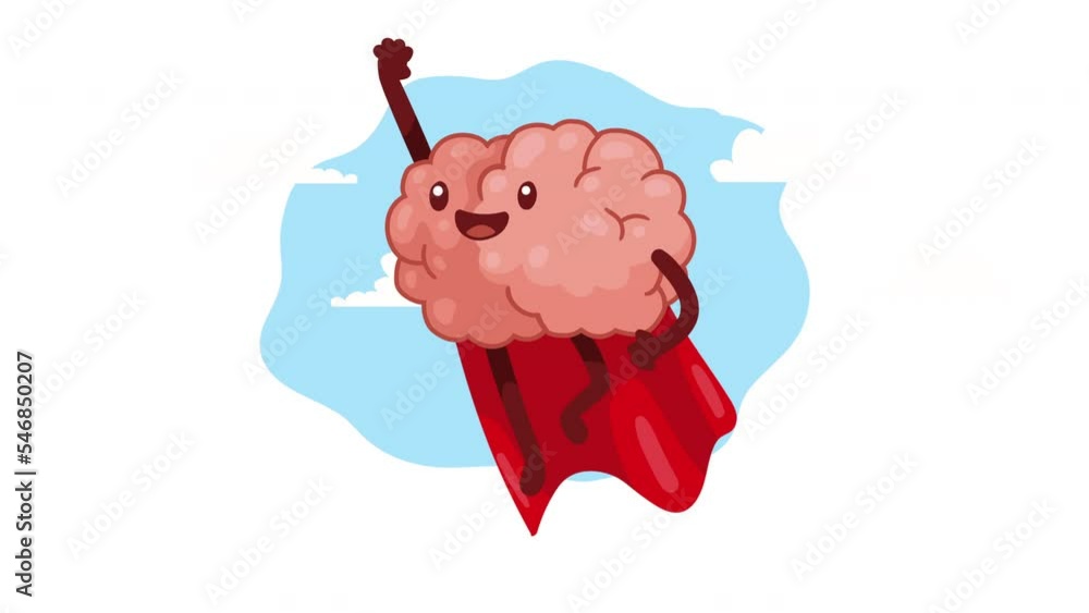 Sticker brain organ hero comic character