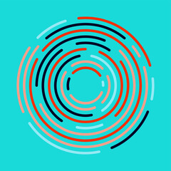 Fun geometry - colorful concentric arcs, minimalist flat style vector