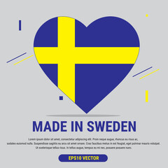 Made in Sweden. Vector design of love symbols. Eps10 Vector Illustration