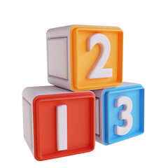 3D illustration number blocks