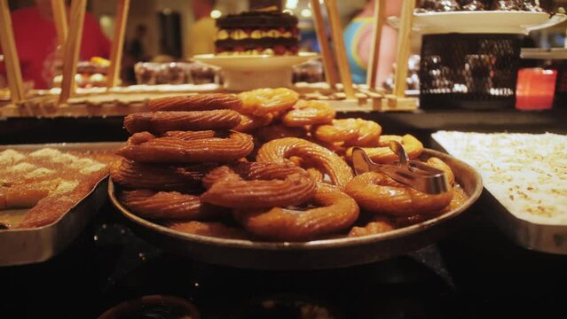 Traditional delicious Turkish desserts. Adana Ring Dessert, Halka Tatli.