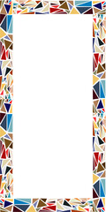 Mosaic rectangle vertical frame. Stained glass window