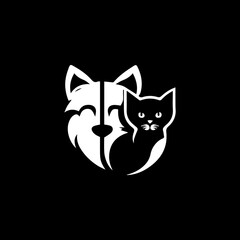 Fototapeta premium Cat logo , posive and negative logo , pet logo