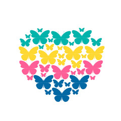 A heart of butterflies. PNG illustration