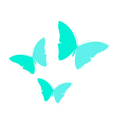 Butterflies decoration. Three blue butterflies. PNG illustration.