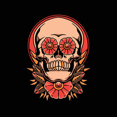 death flower tattoo vector design