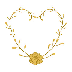 Gold Rose Heart Frame