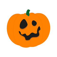 Pumpkin with a face for halloween on a white background