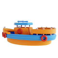 3D illustration toy boat