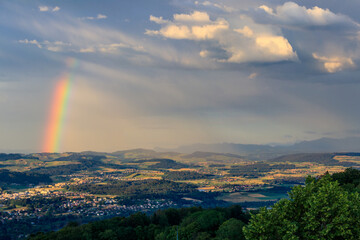 Naklejka na ściany i meble Beautiful rainbow over Bern city in Switzerland