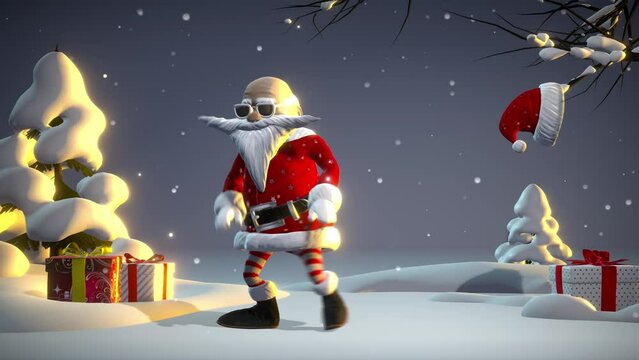 Santa Claus break dance, Christmas winter background