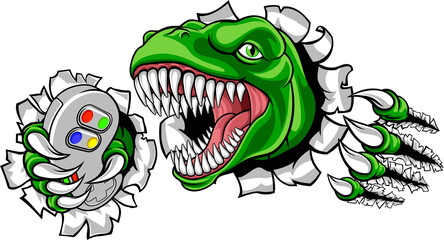 Dinosaur Gamer Video Game Controller Mascot © Christos Georghiou