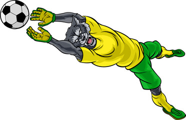 Wolf Soccer Football Player Animal Sports Mascot