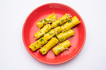 Khandvi or Patuli, Dahivadi, Suralichi Vadi, is a savory snack from Maharashtria and gujarat