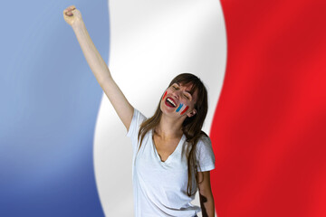 France national team football fans cheering their team at the 2022 world championships, football...