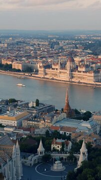 Cityscape of Budapest. Vertical video