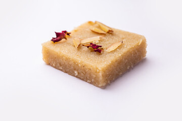 Rava barfi or sooji burfi or barfee is an Indian Sweet made with semolina, sugar, ghee and almonds