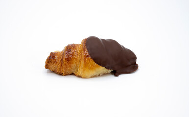 mini chocolate croissant on white background