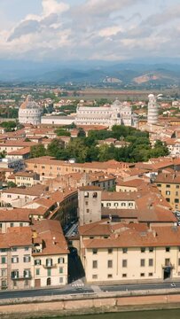 Cityscape of Pisa and its attractions. Vertical video