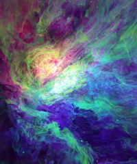 Foto auf Acrylglas Gemixte farben Space trippy colorful background