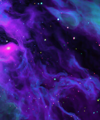 Purple space smoke background with stars