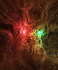Colliding galaxies space background with colourful smoke