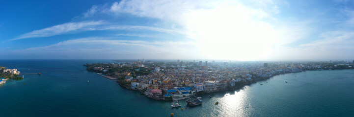 Aerial view of Mombasa City in the coast of Kenya, East Africa