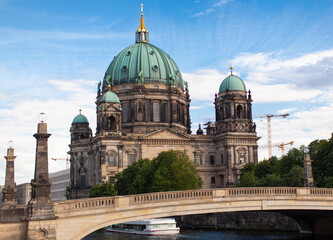 beautiful big old cathedral building in berlin germany.
