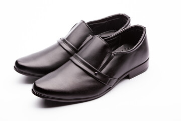 beautiful stylish men's shoes isolated on white background.