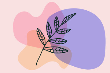 Boho floral hand drawn vector background with abstract plant.