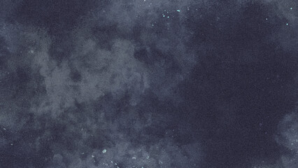 Blue sky and clouds with stars anddark gray watercolor background. Colorful watercolor paint background. Dark blue color grunge texture. 