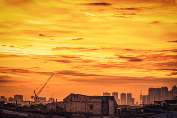 sunset in the city