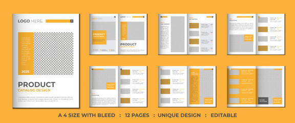 Fototapeta na wymiar 12 Pages company product catalog or portfolio template design
