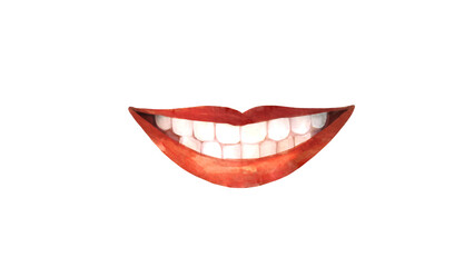 Obraz premium 白い歯を見せて笑う口の水彩風背景透過イラスト