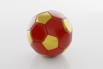 Fototapeta premium Golden and Maroon Football Soccer Ball isolated on White Background - 3D Illustration