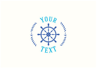Sailing wheel logo concept, flat vector design