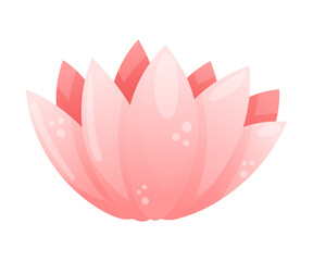 Pink Water Lily Flower with Lush Petals Vector Illustration