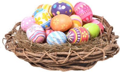 Happy Easter day eggs in nest