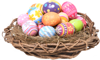 Happy Easter day eggs in nest