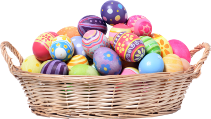 Happy Easter day colorful eggs in basket
